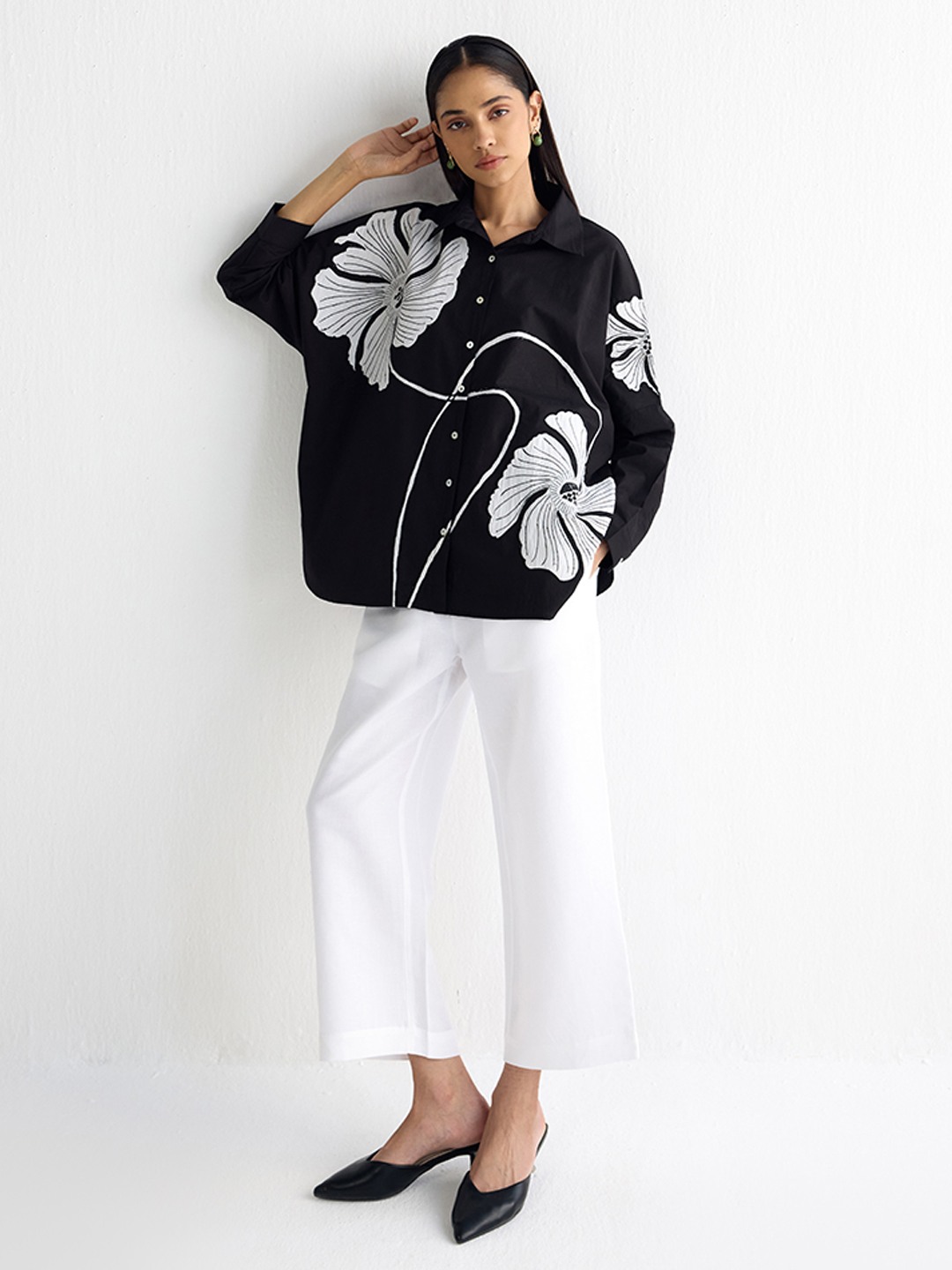 Black Applique Wabi Sabi Shirt