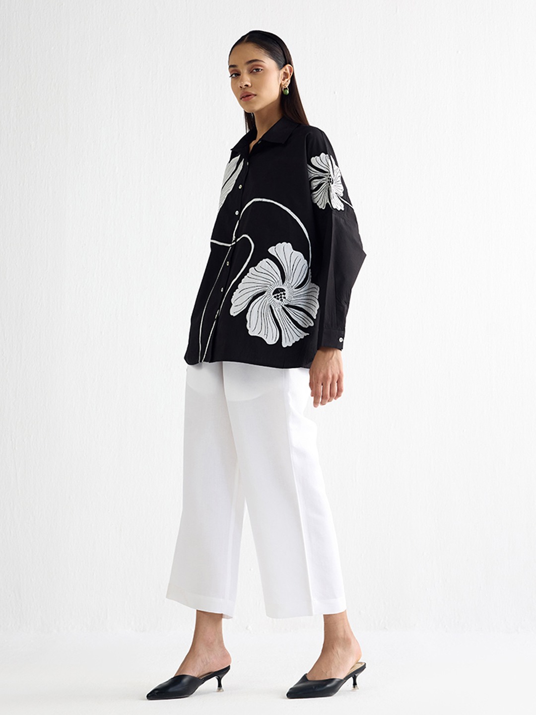 Black Applique Wabi Sabi Shirt