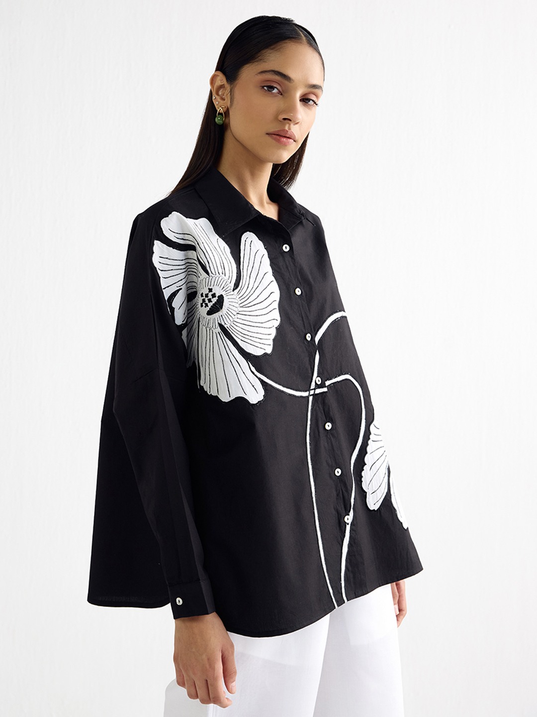 Black Applique Wabi Sabi Shirt