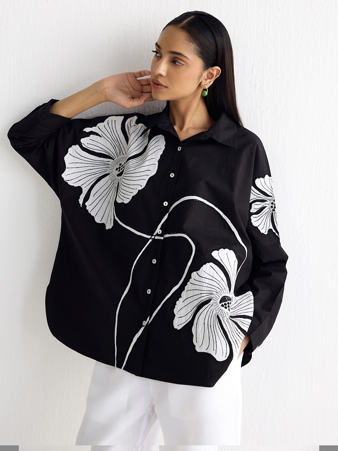 Black Applique Wabi Sabi Shirt