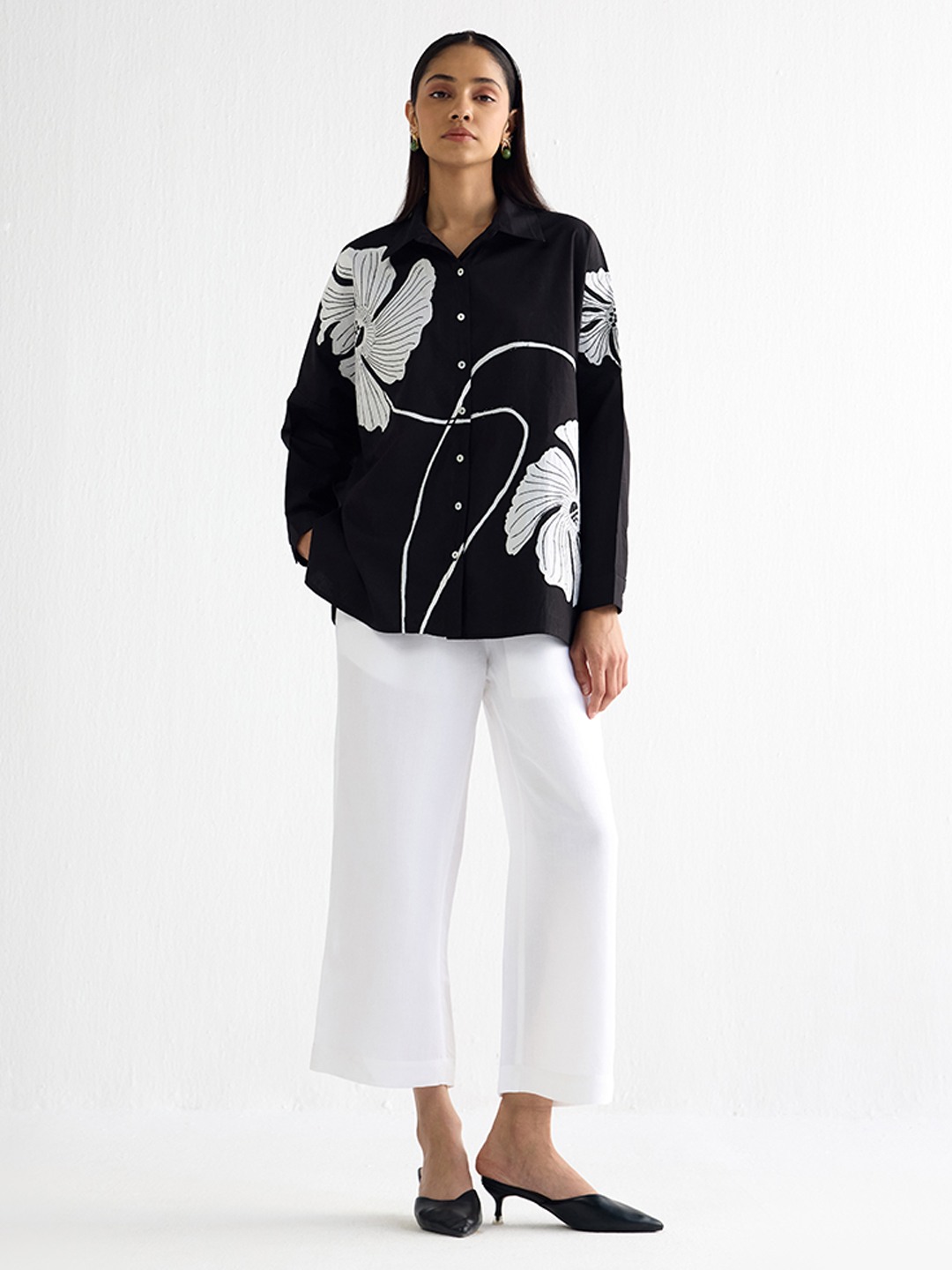 Black Applique Wabi Sabi Shirt