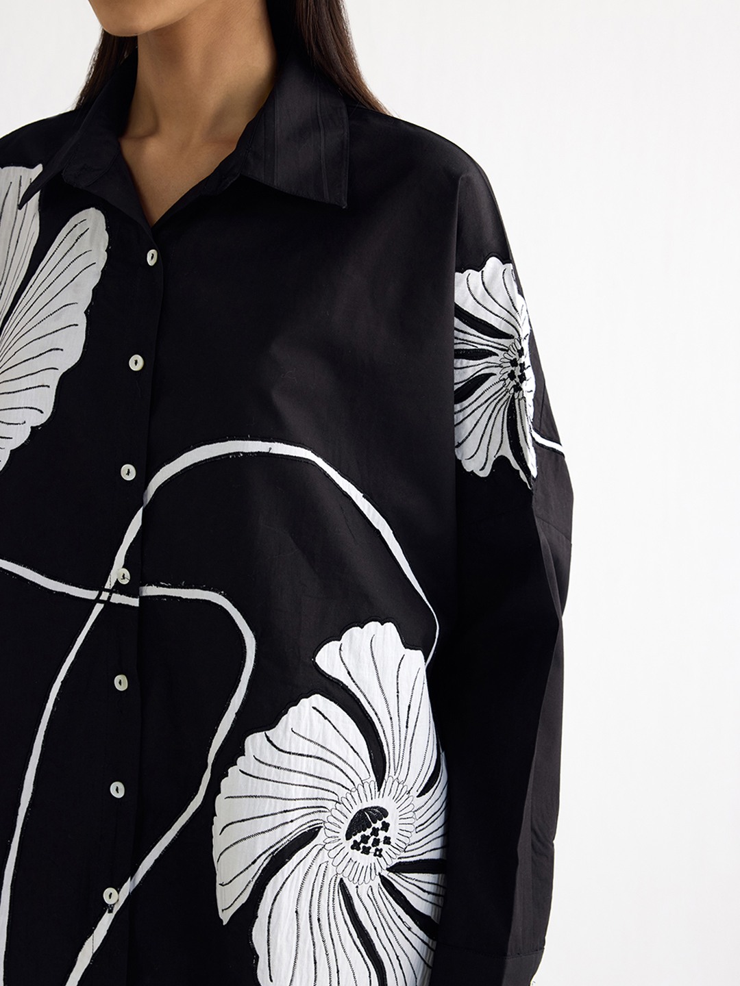 Black Applique Wabi Sabi Shirt
