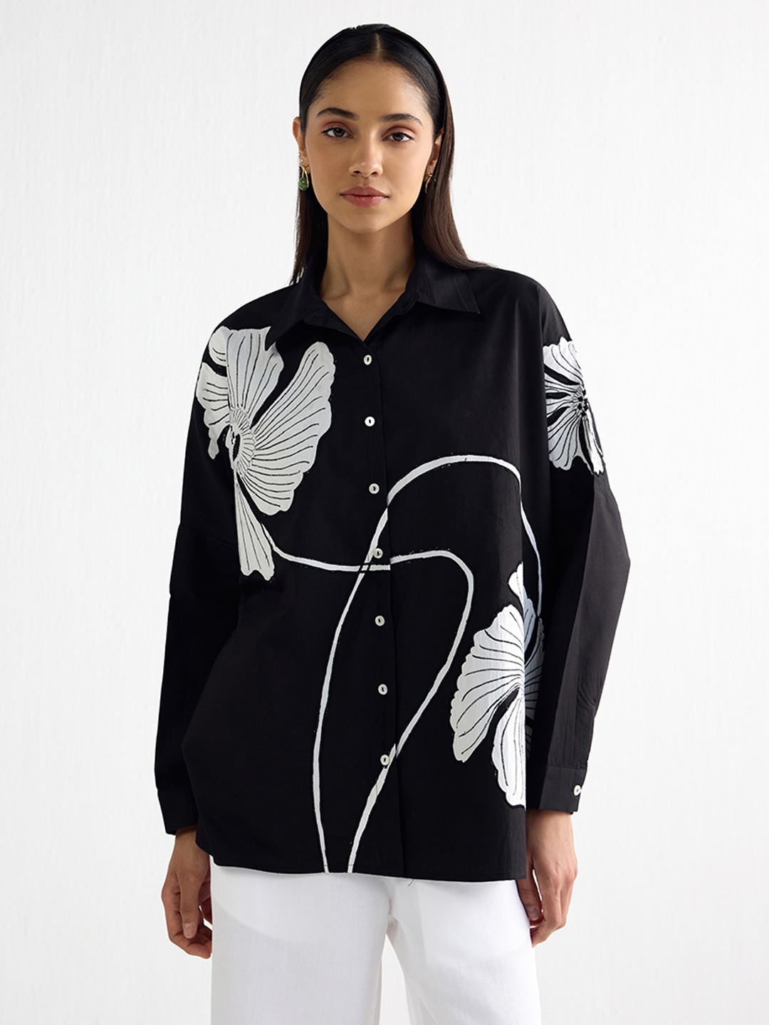 Black Applique Wabi Sabi Shirt