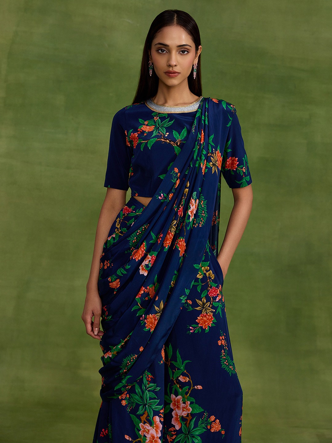Chinoiserie Blue Printed Top