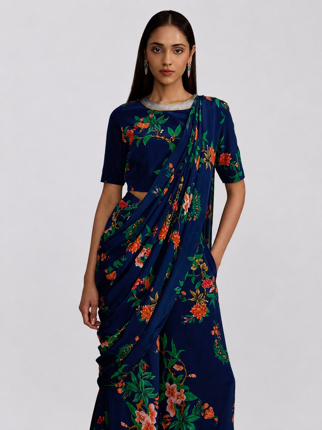 Chinoiserie Blue Printed Top