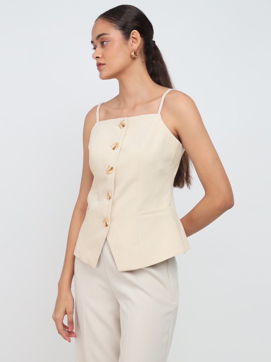 Beige Tailored Top