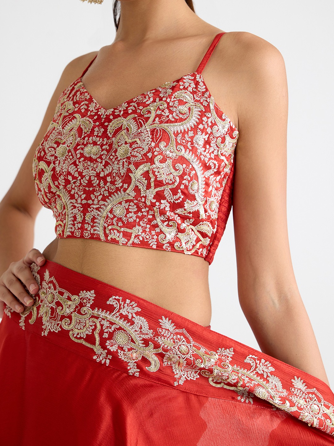 Red Embroidered Top