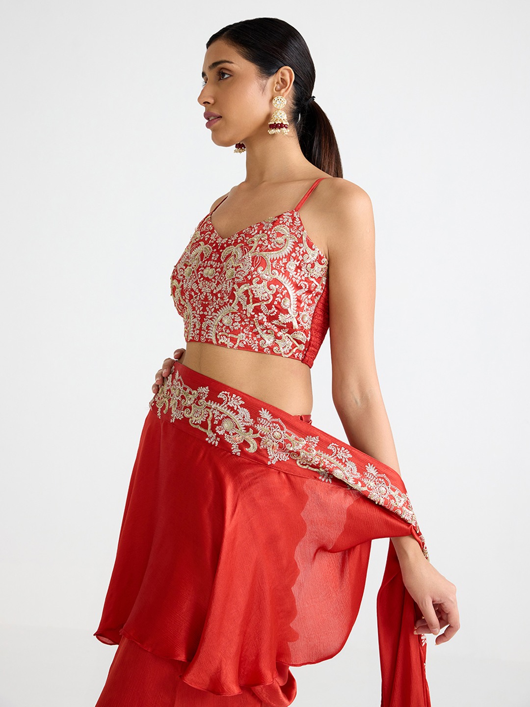 Red Embroidered Top