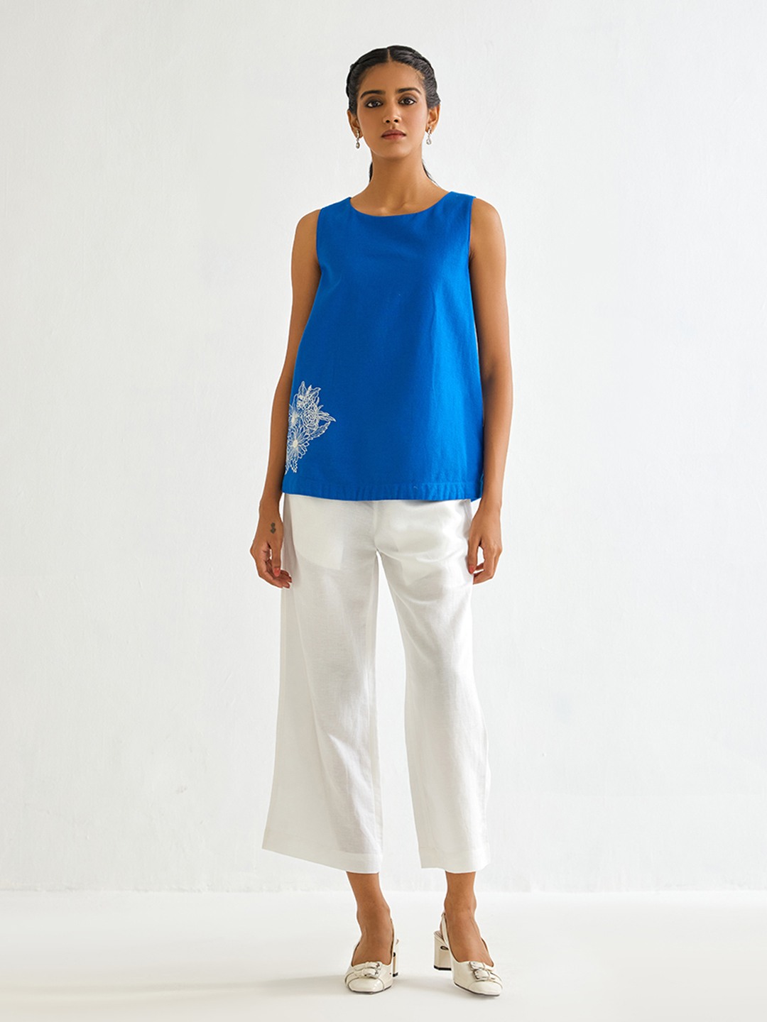 White Linen Straight Trouser