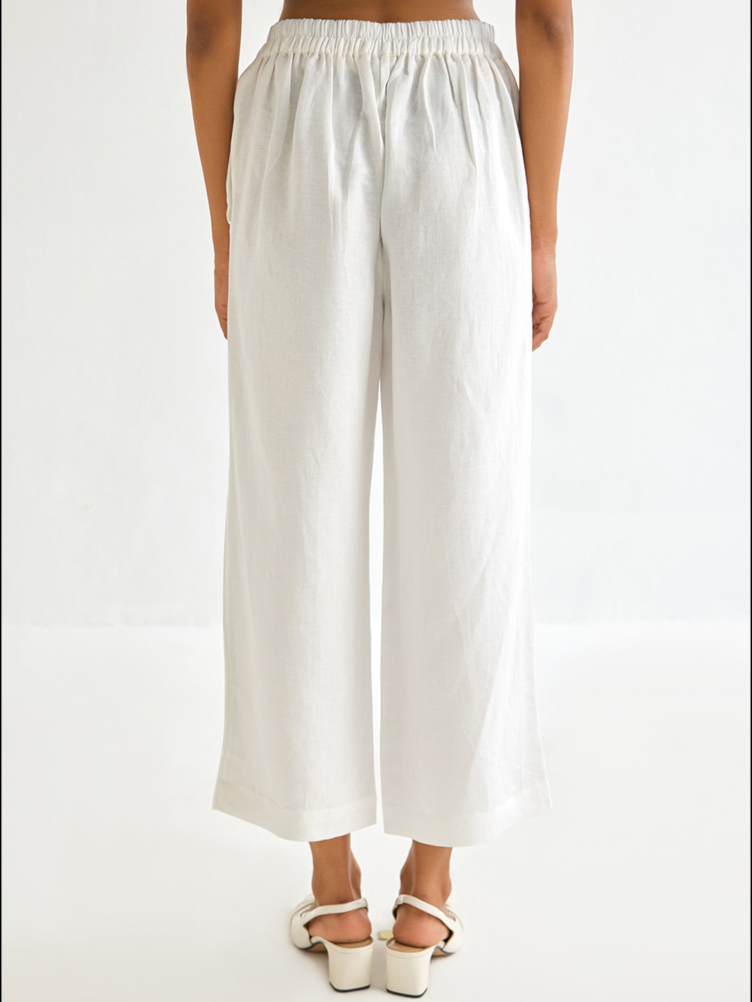 White Linen Straight Trouser