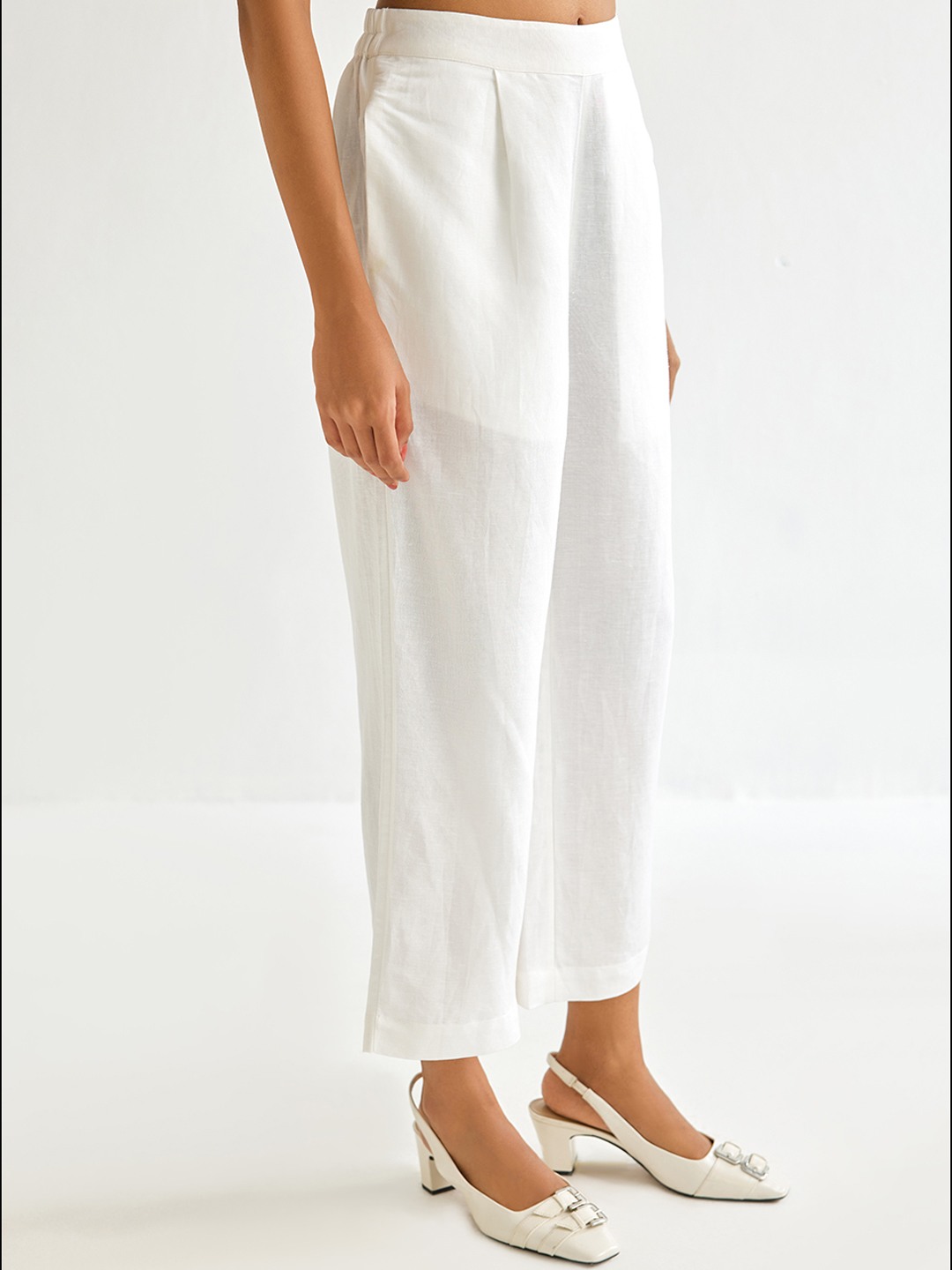 White Linen Straight Trouser