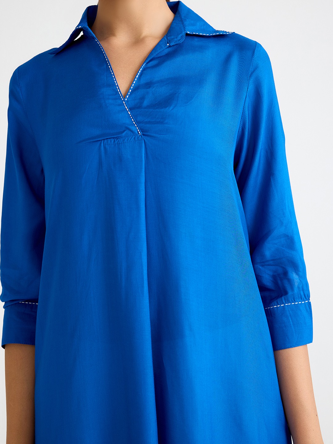 Blue Collared Kurta