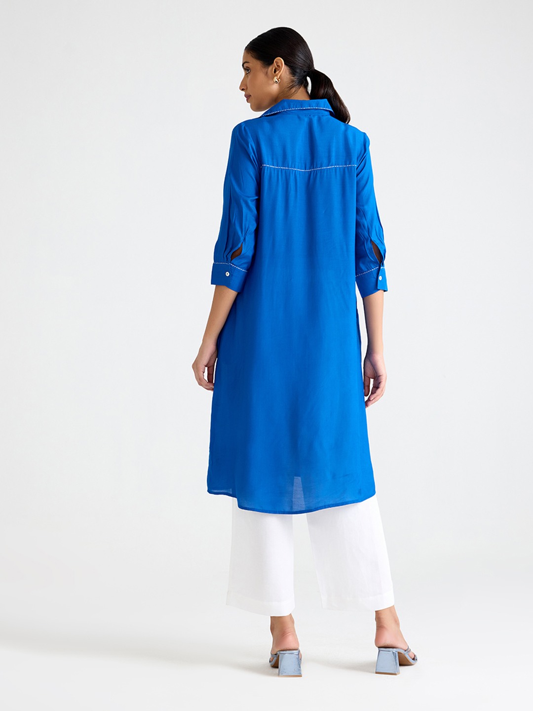 Blue Collared Kurta