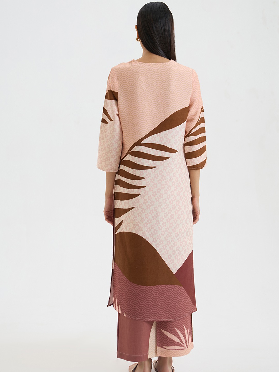 Brown Linen Printed Kurta