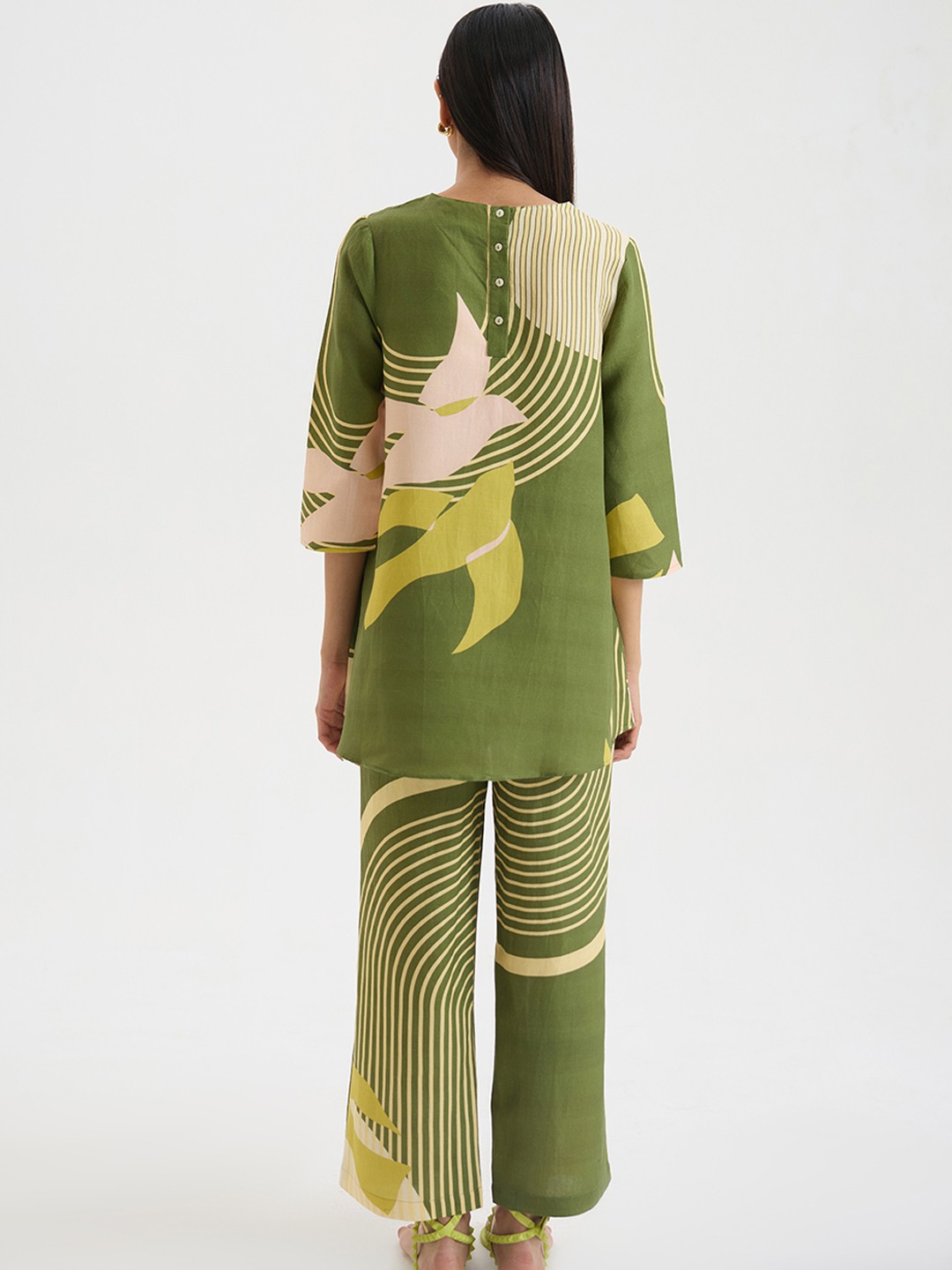 Green Linen Short Kurta