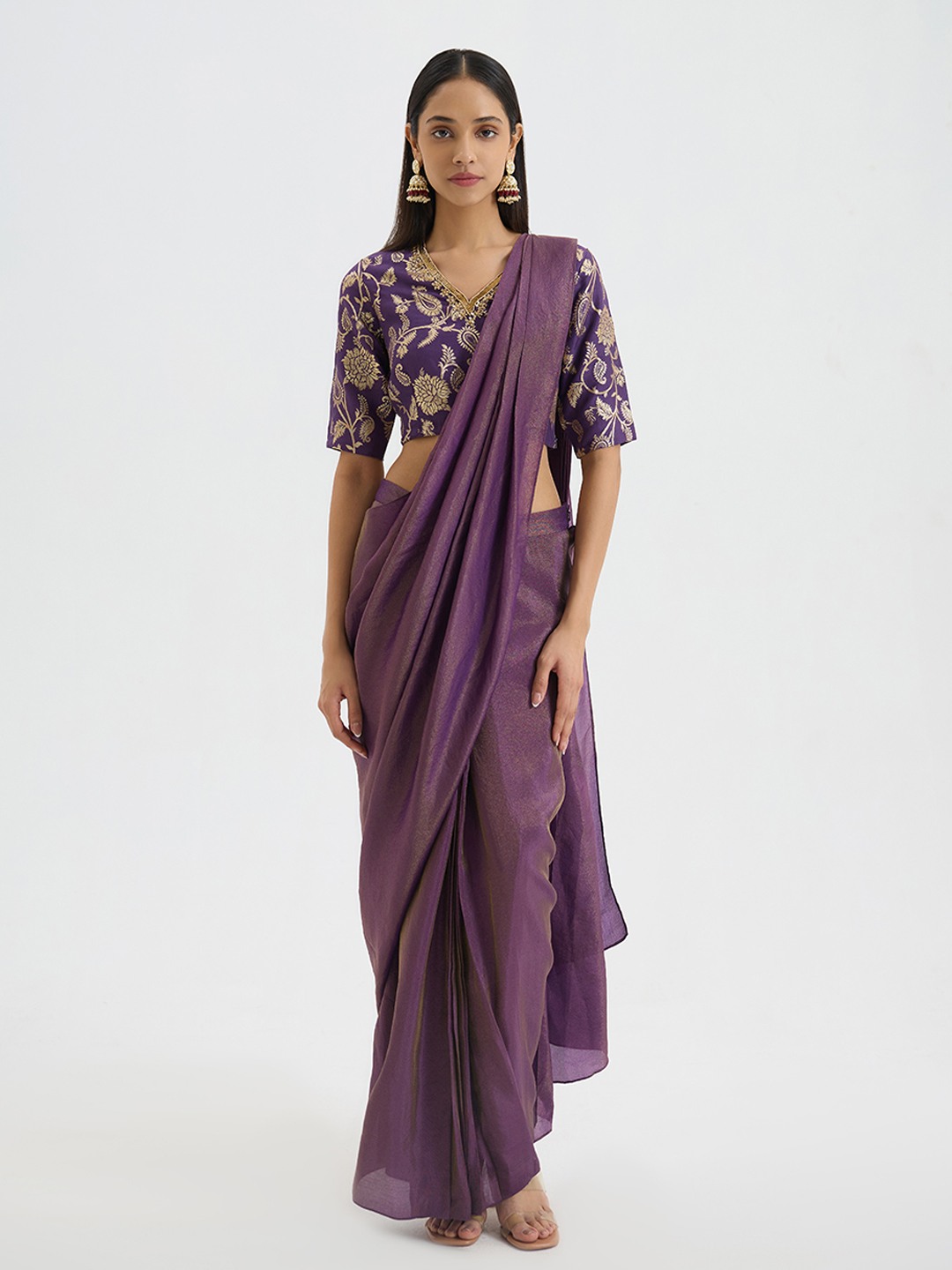 Emroidered Purple Blouse Top