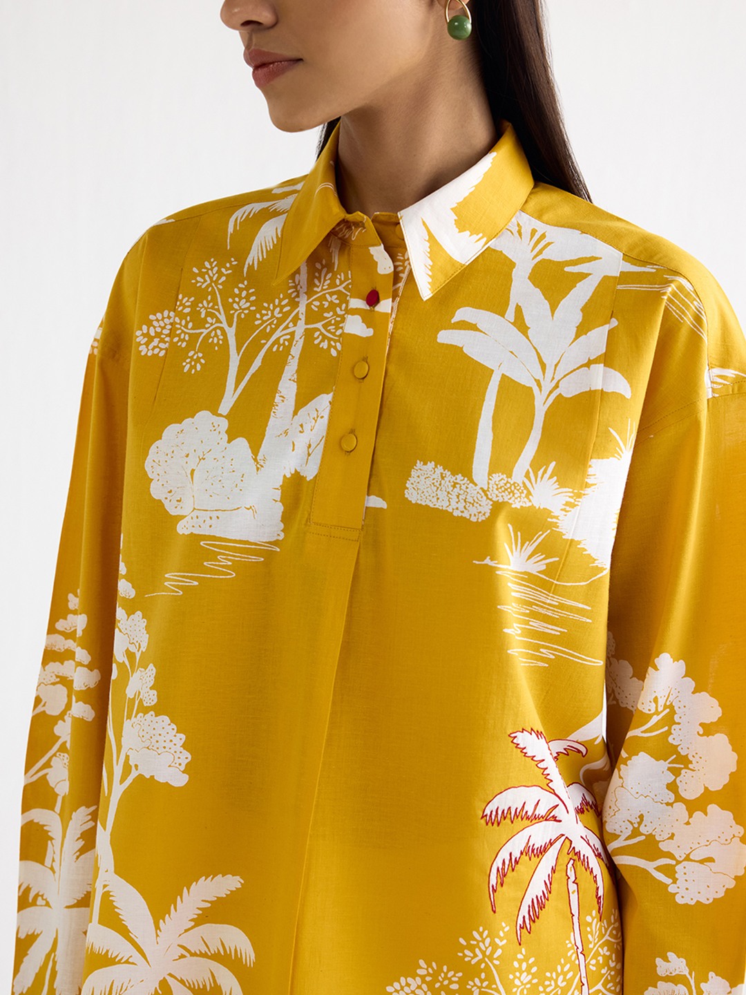 Yellow Summer Printed Relax Fit Shirt