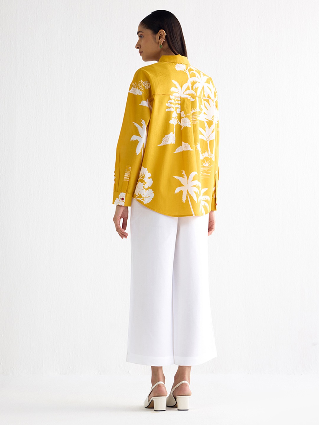 Yellow Summer Printed Relax Fit Shirt