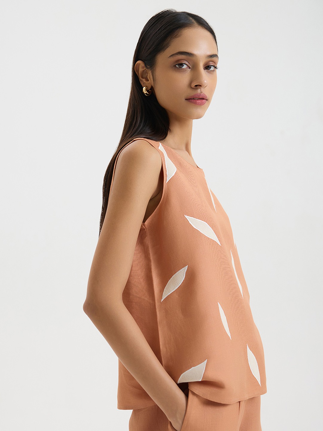 Rust Printed Top