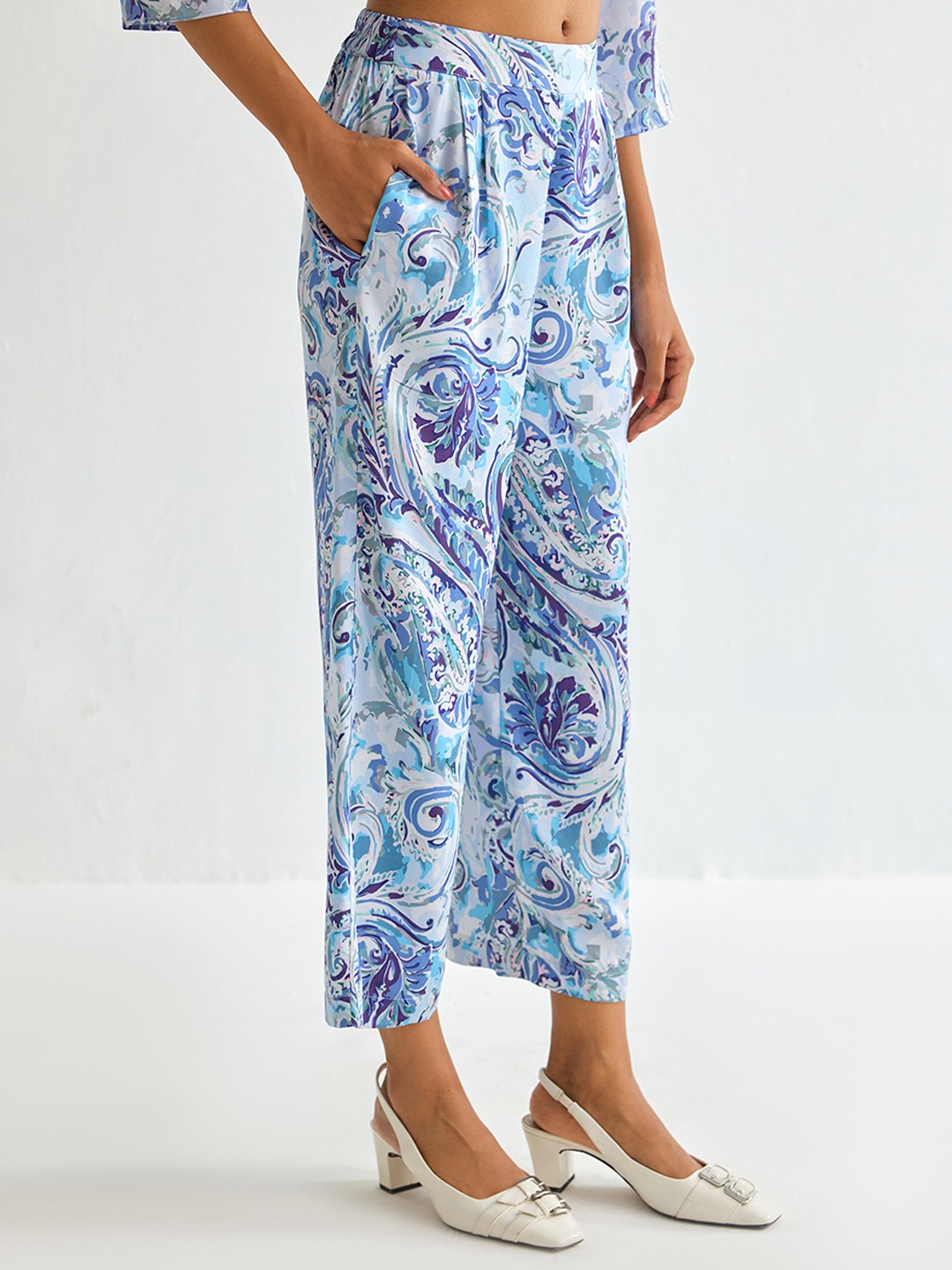 Modal Satin Paisley Printed trouser