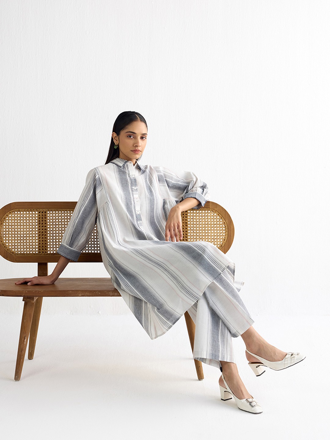White Striped Kurta