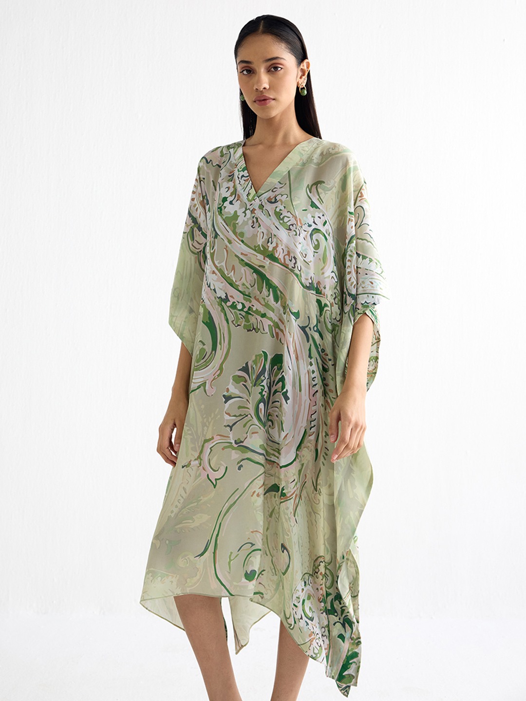 Printed V-neck Kaftan