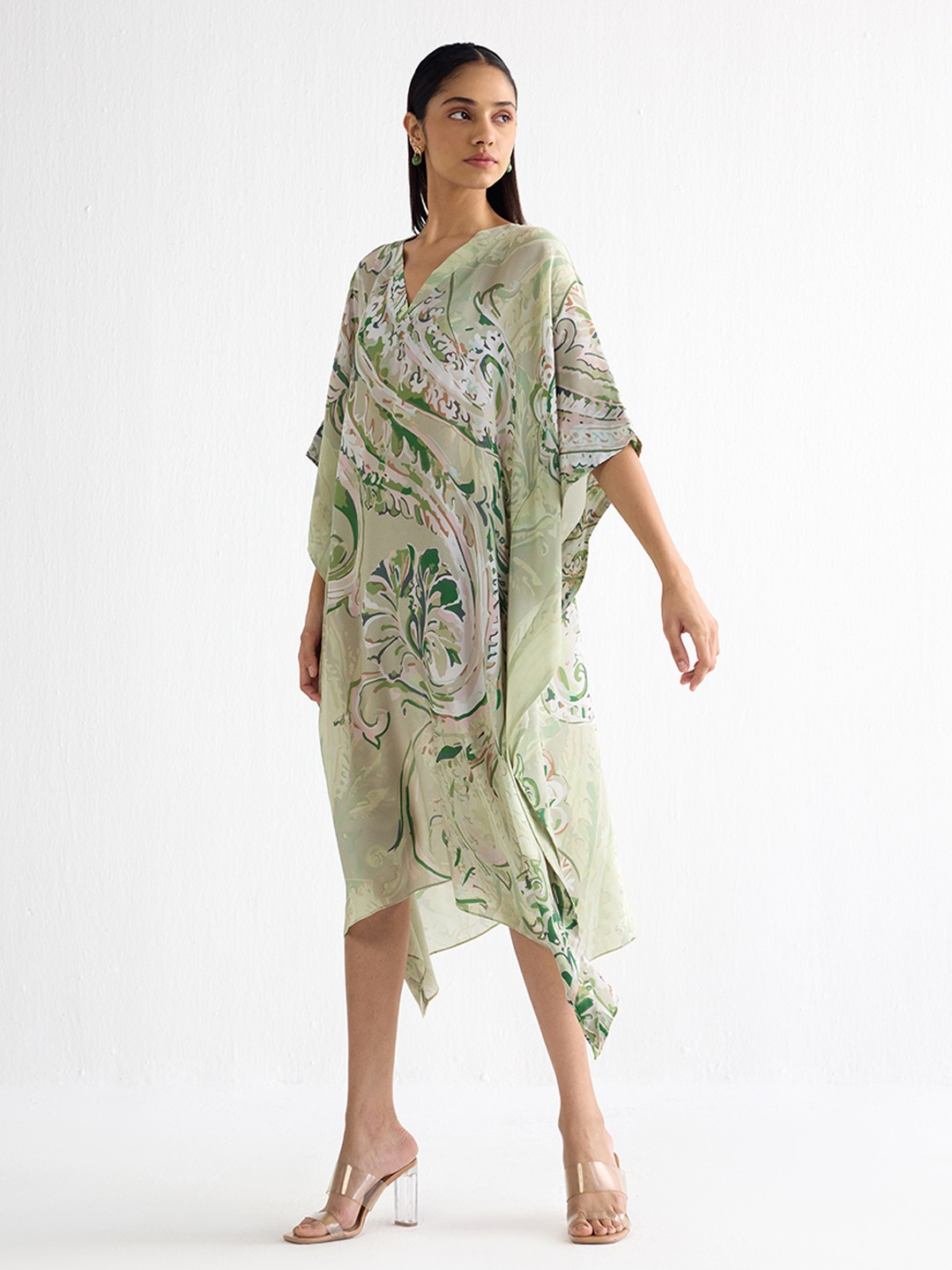 Printed V-neck Kaftan