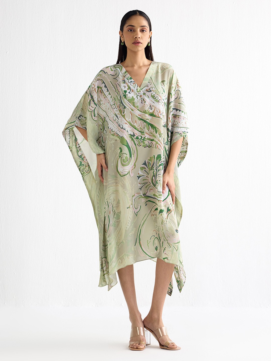 Printed V-neck Kaftan