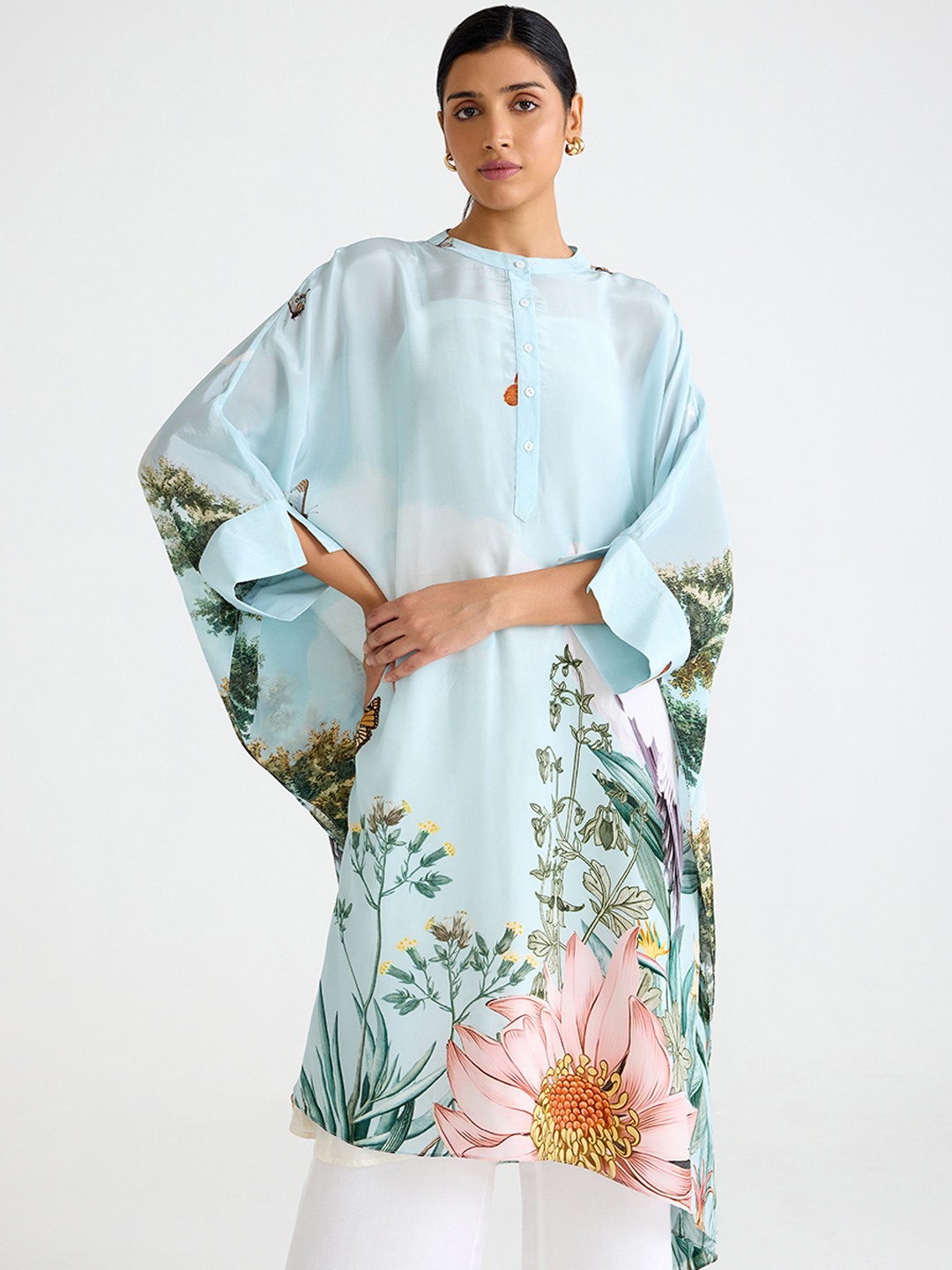 Blue Printed Kaftan