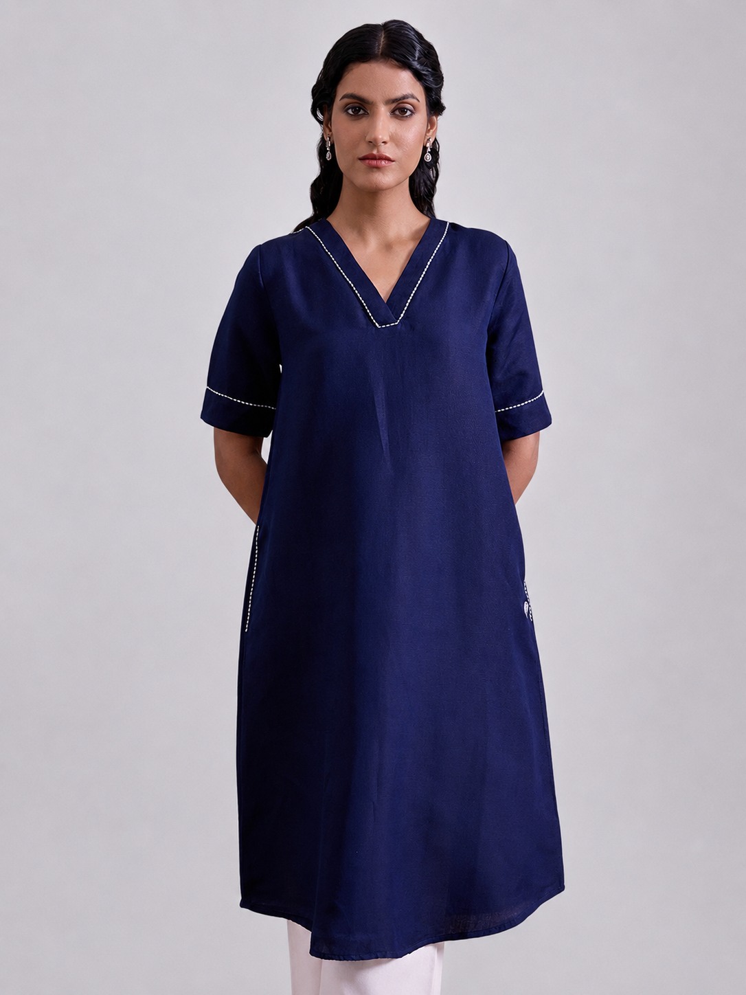Blue Embroidered Kurta