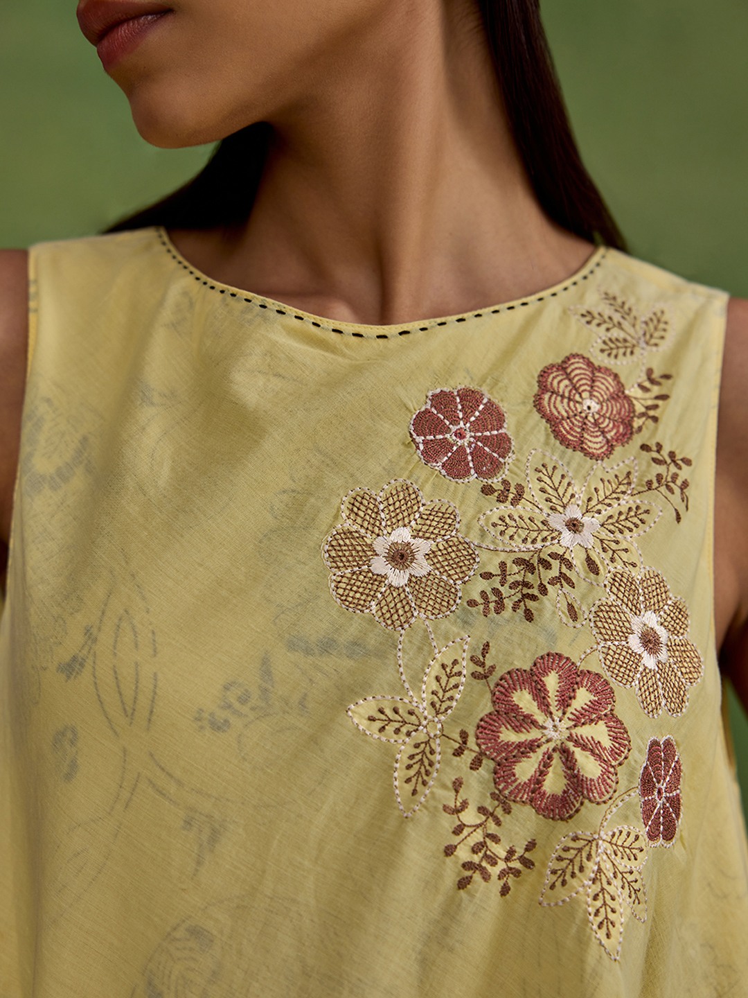 Mosaic Flared Yellow Dress