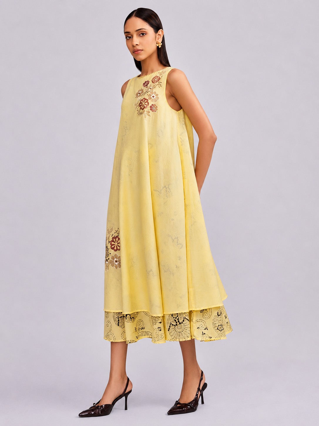 Mosaic Flared Yellow Dress