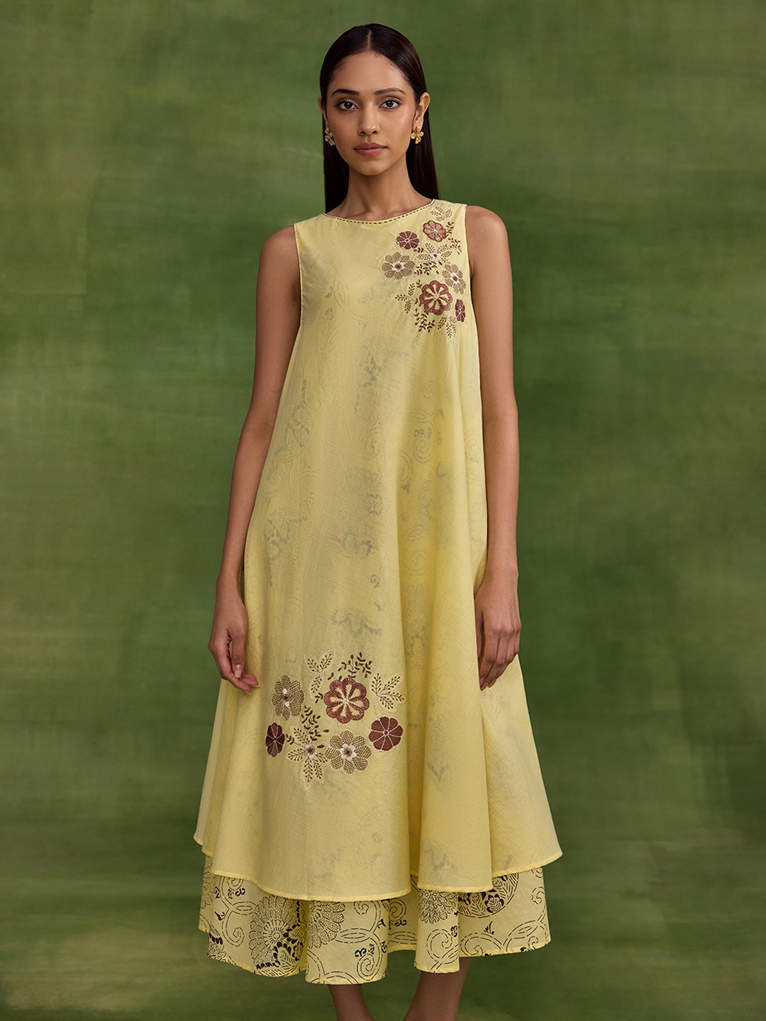 Mosaic Flared Yellow Dress