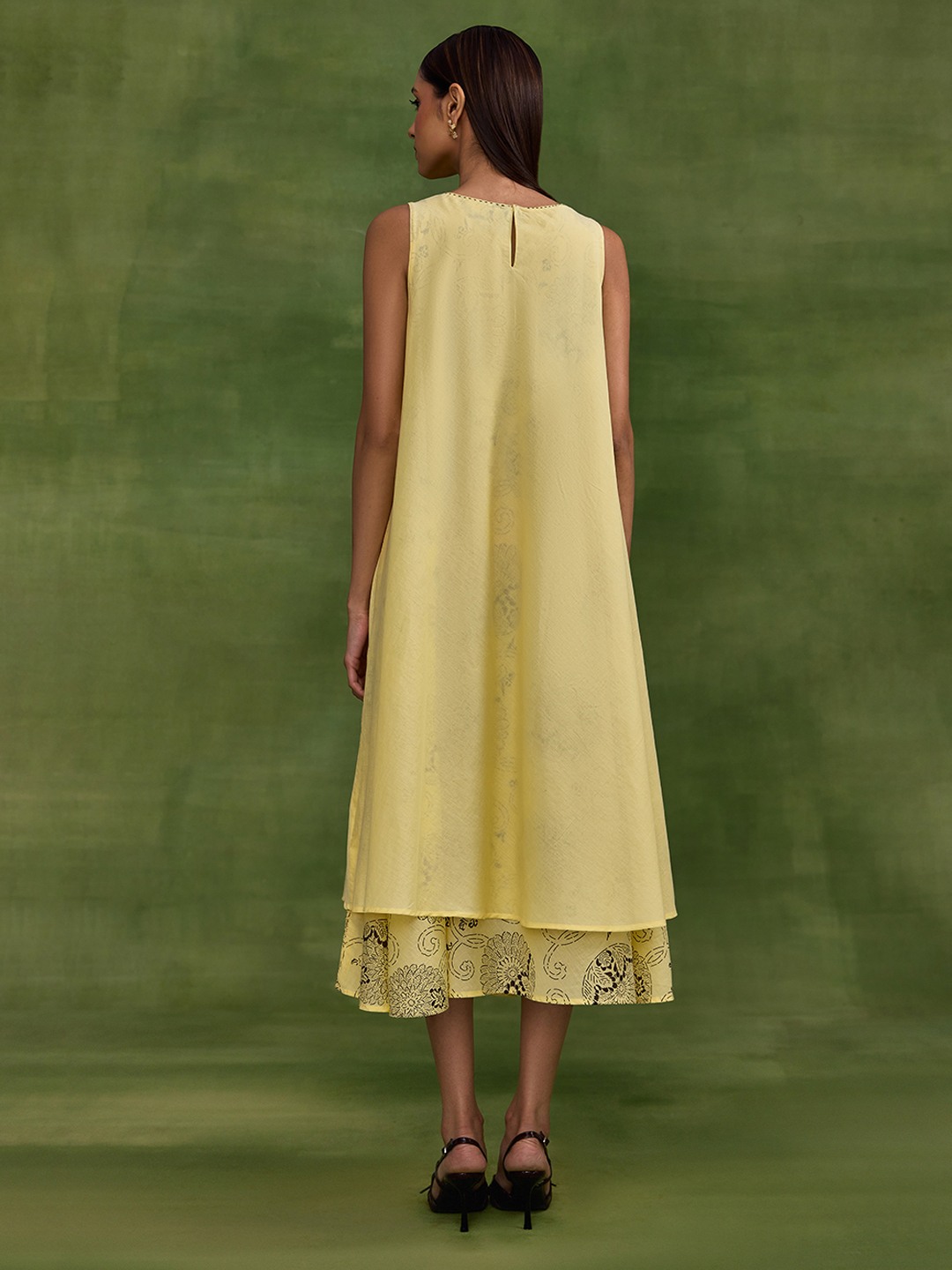 Mosaic Flared Yellow Dress