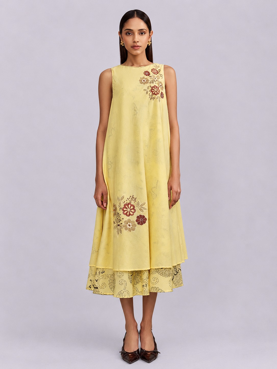 Mosaic Flared Yellow Dress