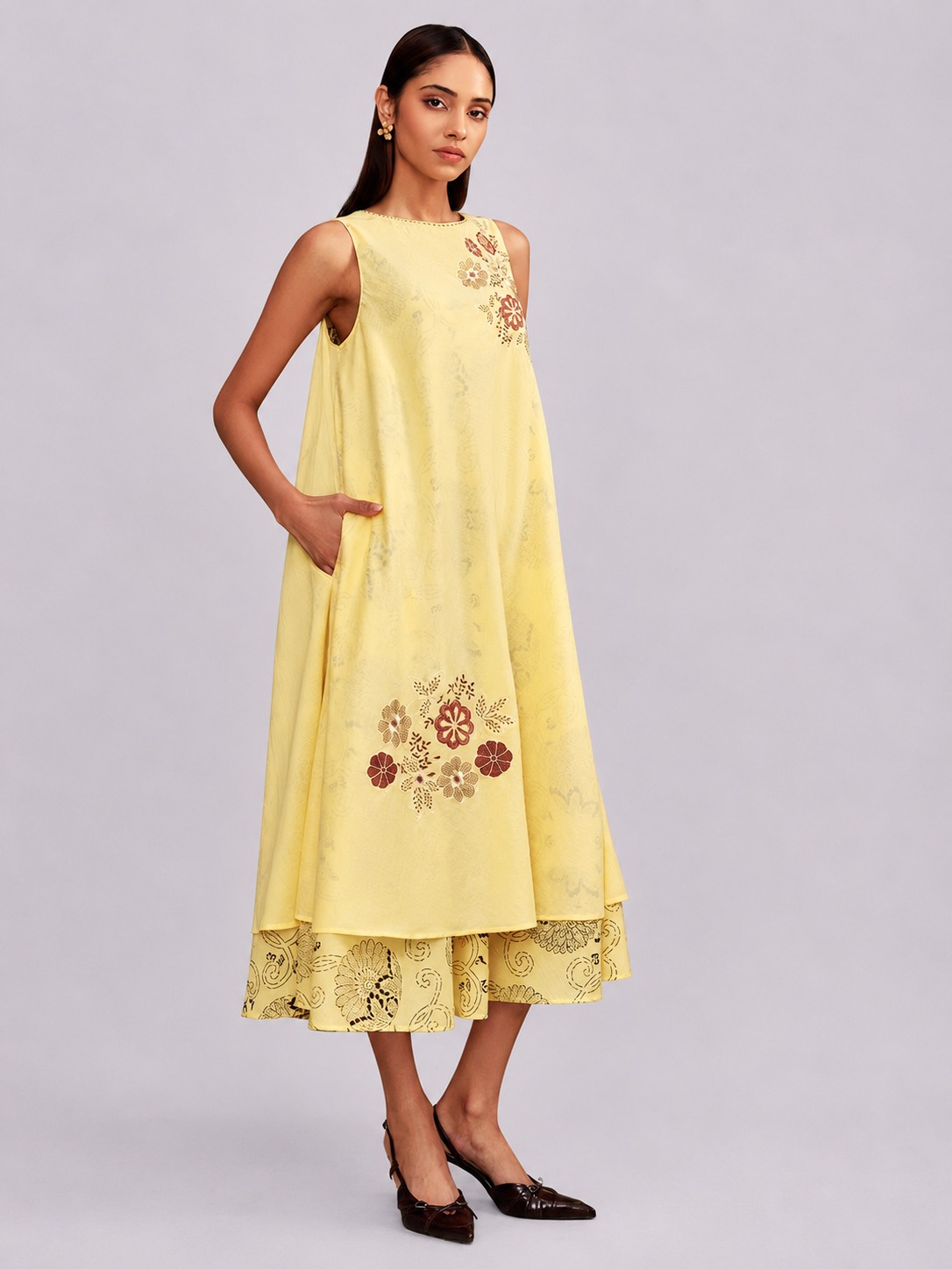 Mosaic Flared Yellow Dress