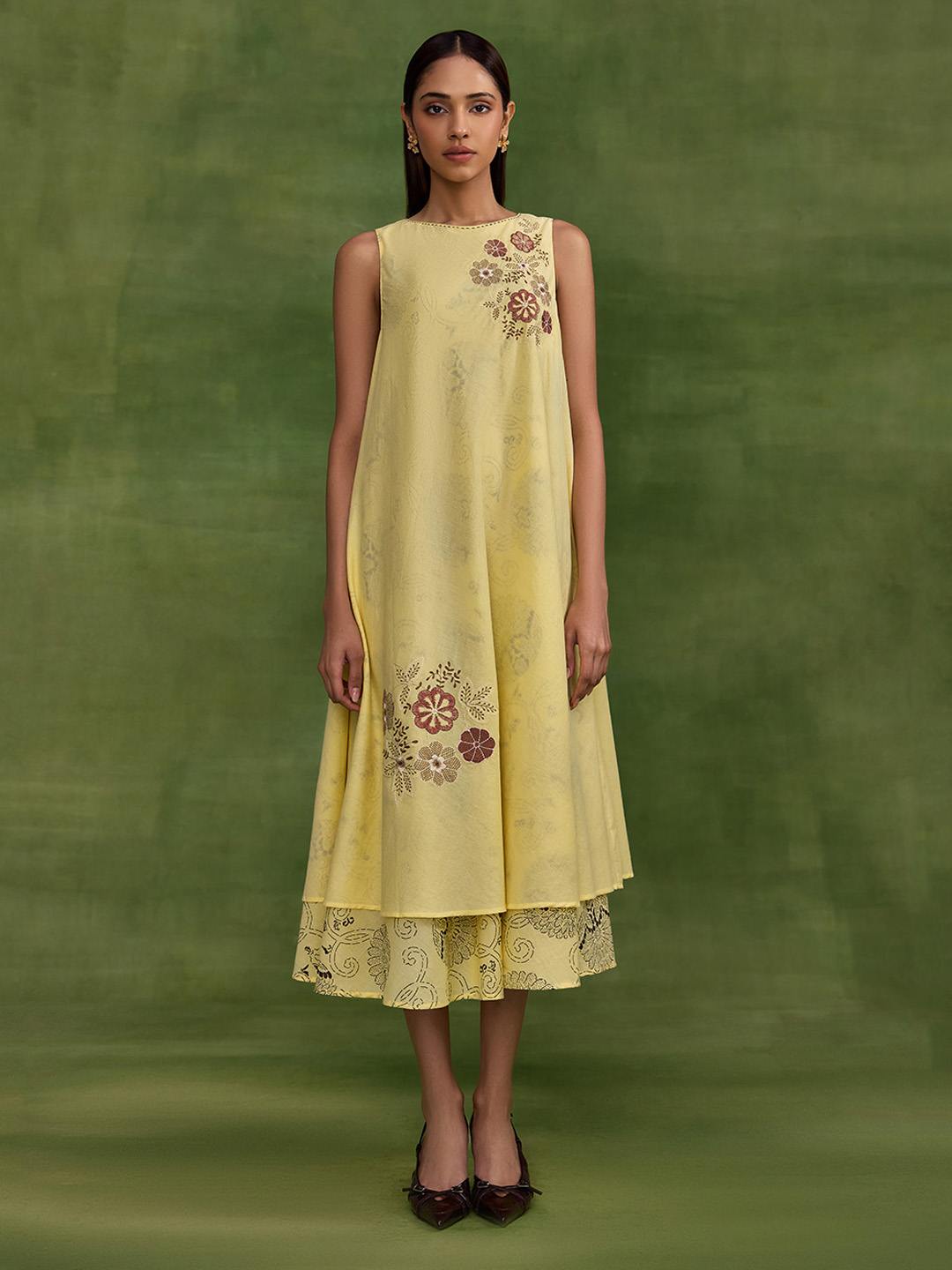 Mosaic Flared Yellow Dress