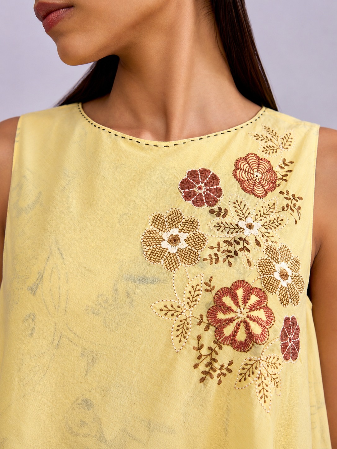 Mosaic Flared Yellow Dress