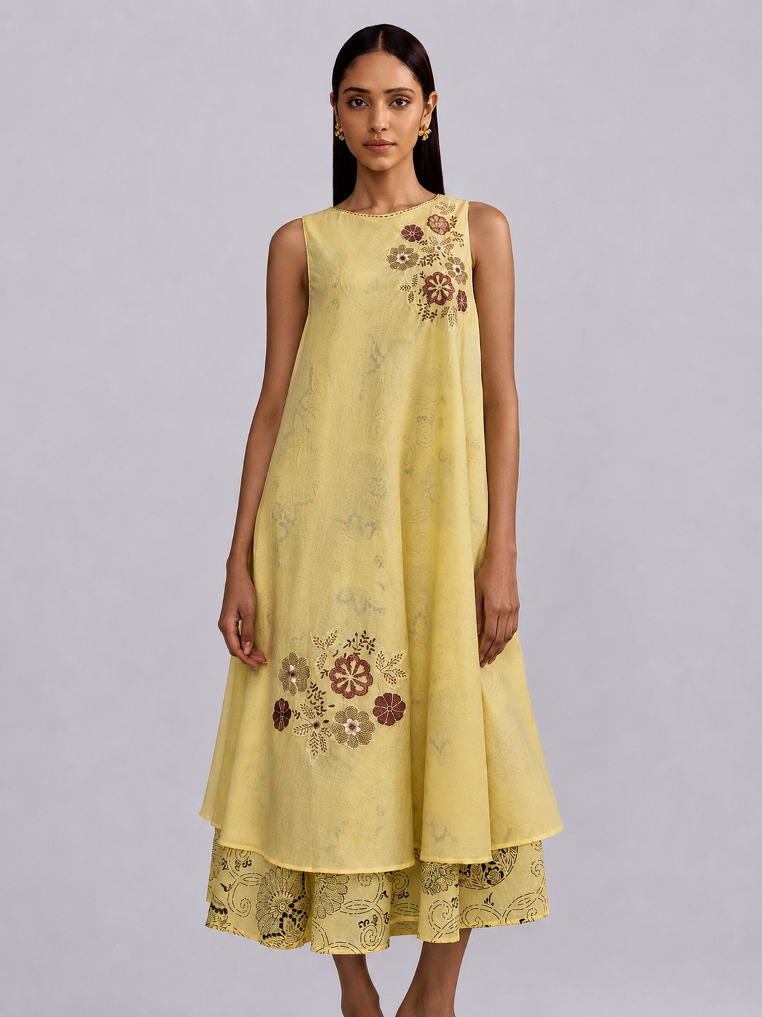 Mosaic Flared Yellow Dress