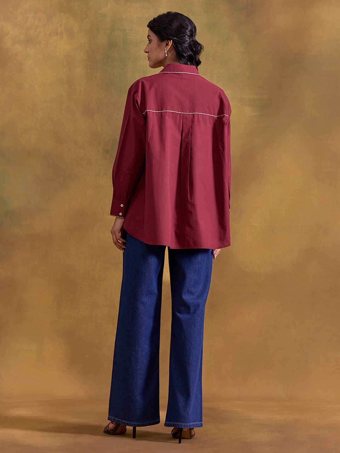 Wine Embroidered Shirt