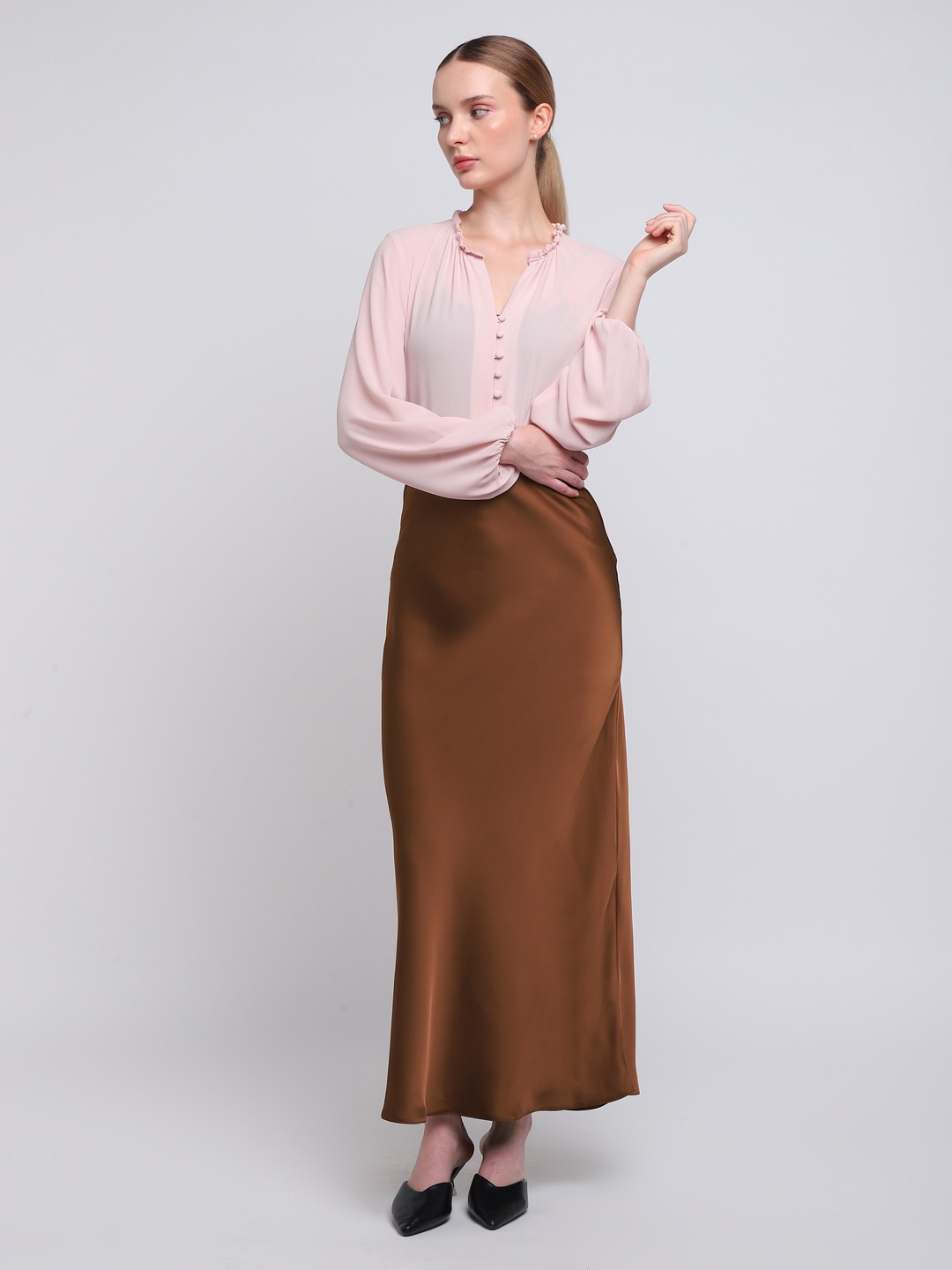 Mayfair Satin Brown Skirt
