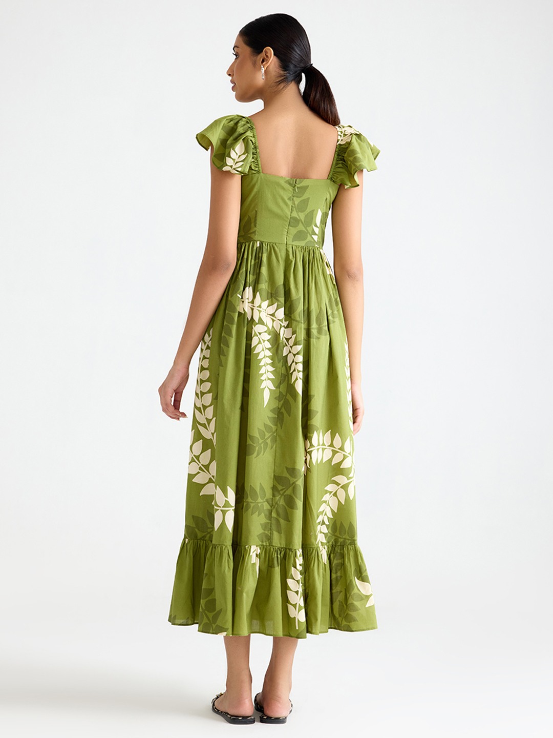 Green Printed Flared Dress