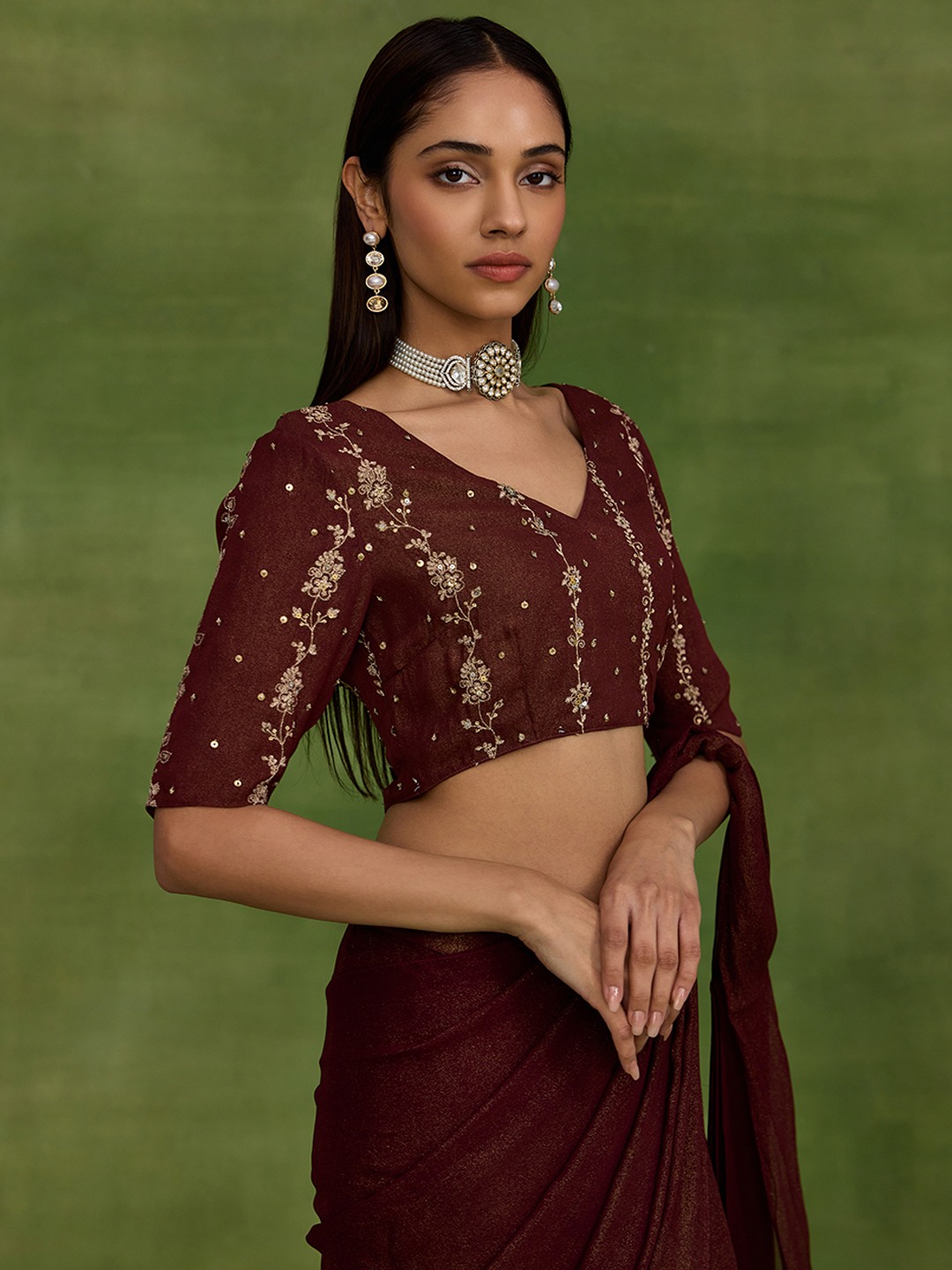 Kehkashan Brown Top
