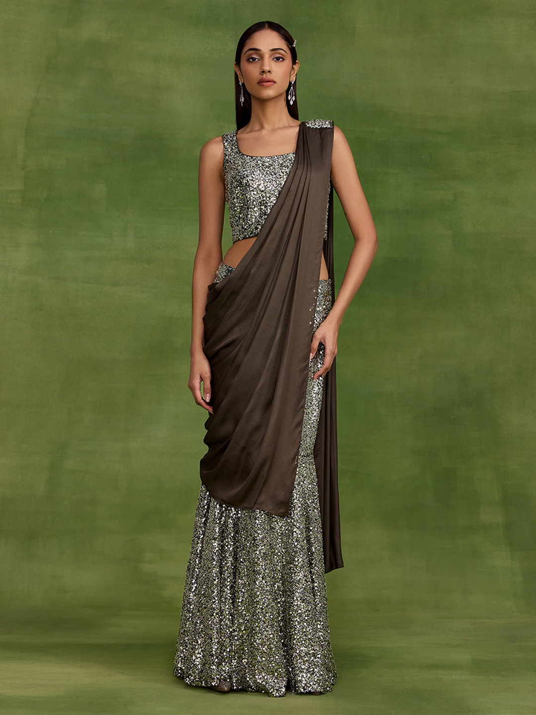 Brown Drape with sequin