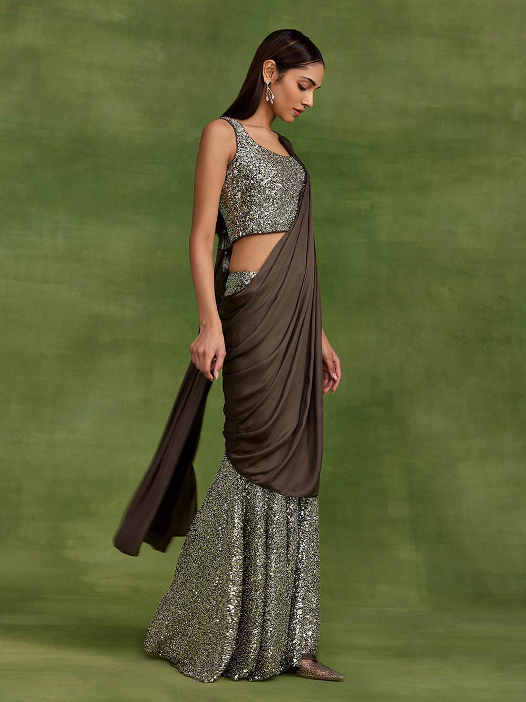 Brown Drape with sequin