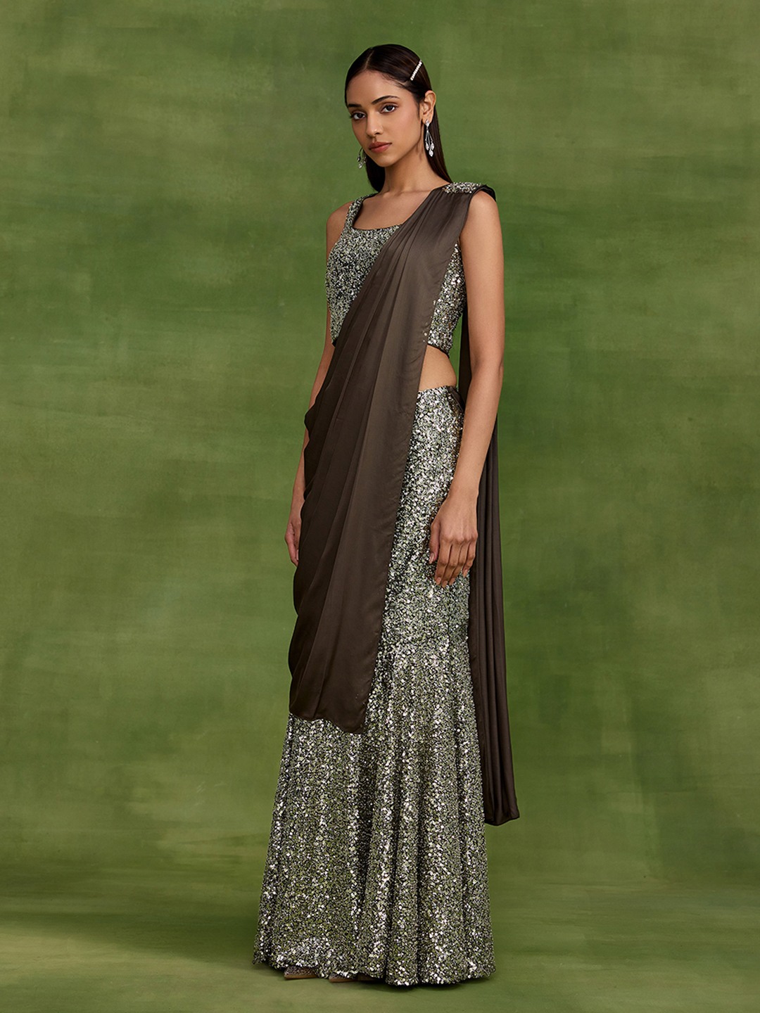 Brown Drape with sequin