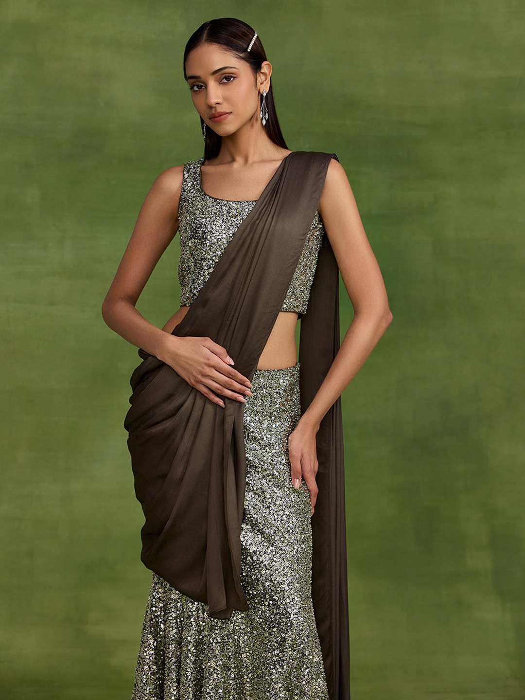 Brown Drape with sequin