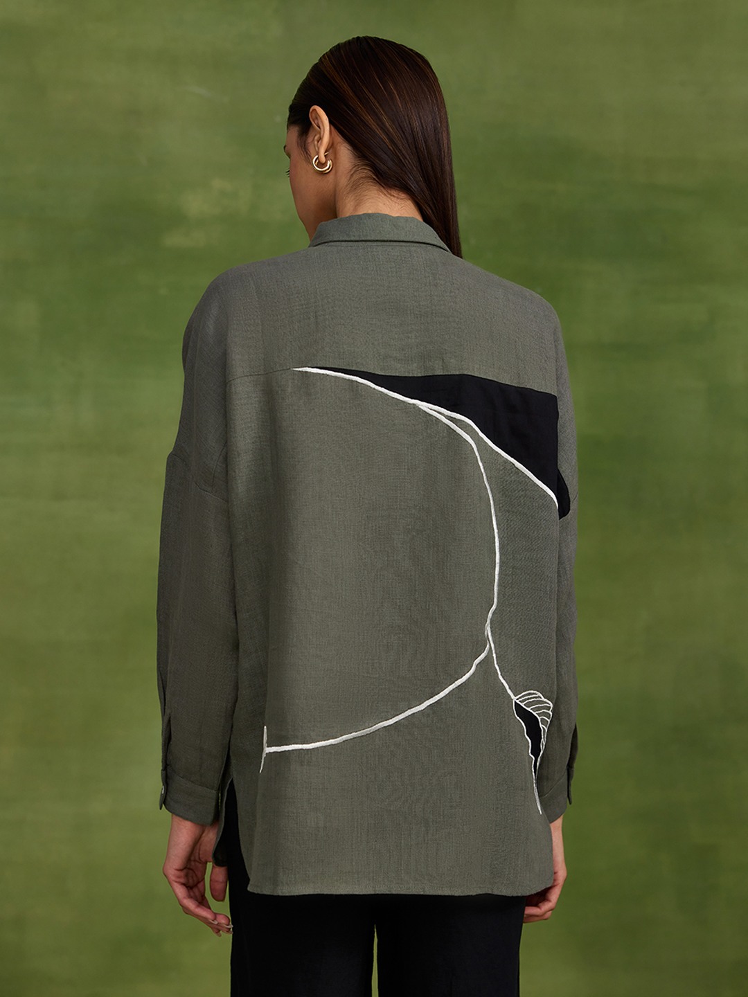 Linen Grey Applique Shirt