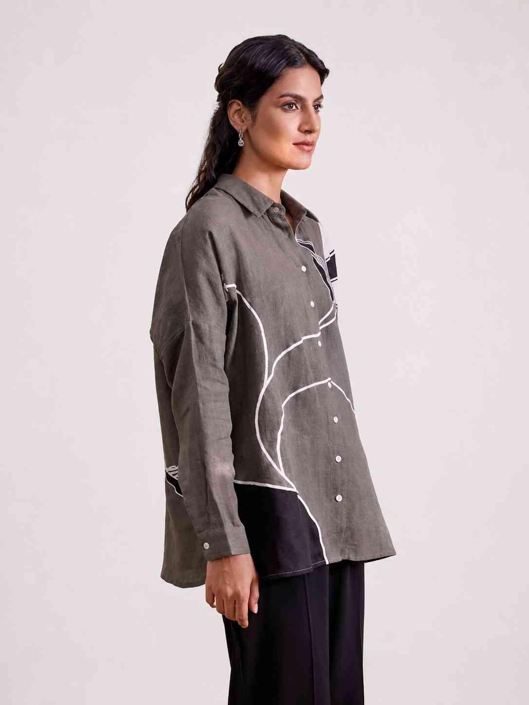 Linen Grey Applique Shirt