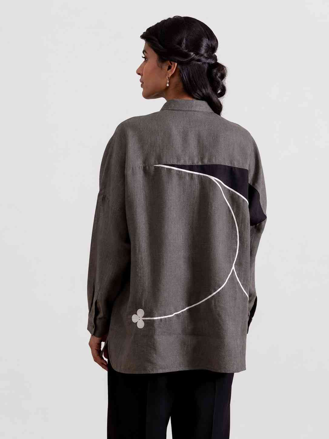Linen Grey Applique Shirt